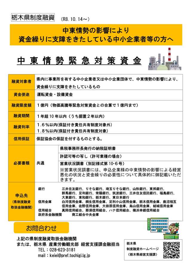 中東情勢緊急対策資金チラシ